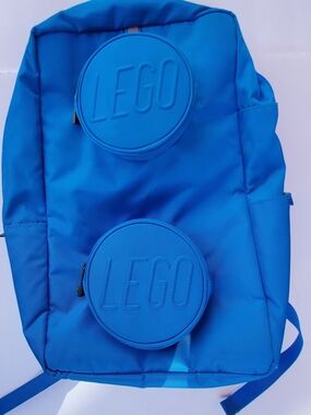 Lego Men's Bright Blue Backpack with Round Front Pouches And Stud Design